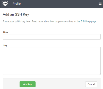 Paste SSH key screenshot